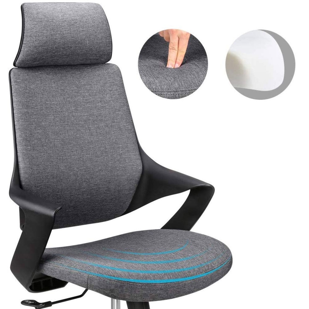 TECHLY Sedia per Ufficio con Schienale Alto Imbottito Grigio - Design Moderno
