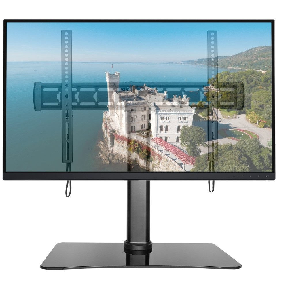 Techly Supporto Slim Universale da Tavolo per TV LED LCD 32-55'' ICA-LCD S311L - Regolazione Altezza, Inclinabile e Rotabile