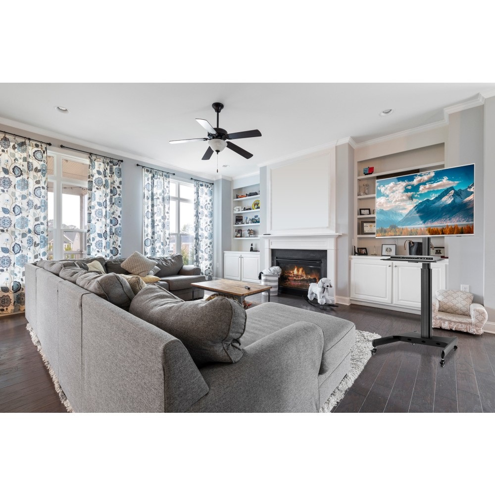 Techly Supporto a Pavimento con Mensola Trolley per TV LCD/LED 32-65'' - Capacità 35 kg, VESA fino a 600x400, Mensola Regolabile