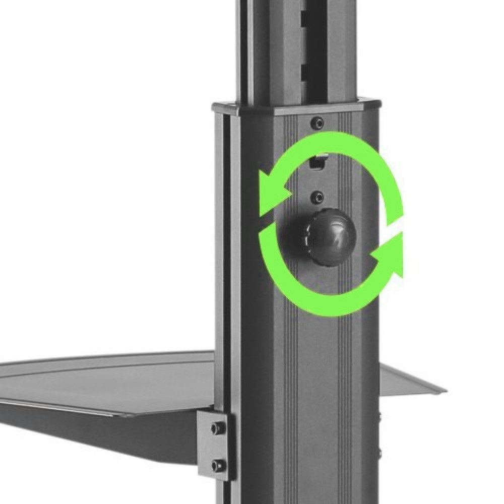 Techly Supporto a Pavimento con Mensola Trolley per TV LCD/LED 32-65'' - Capacità 35 kg, VESA fino a 600x400, Mensola Regolabile