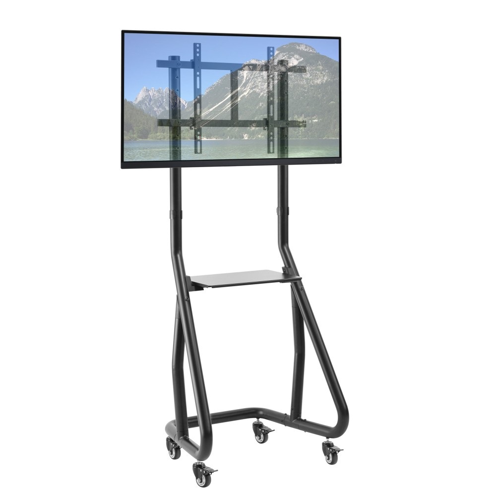 Techly Supporto a Pavimento per TV da 37'' a 80'' - Massimo Peso 80 kg, Compatibilità VESA fino a 600x400, Gestione Cavi e Base con Ruote