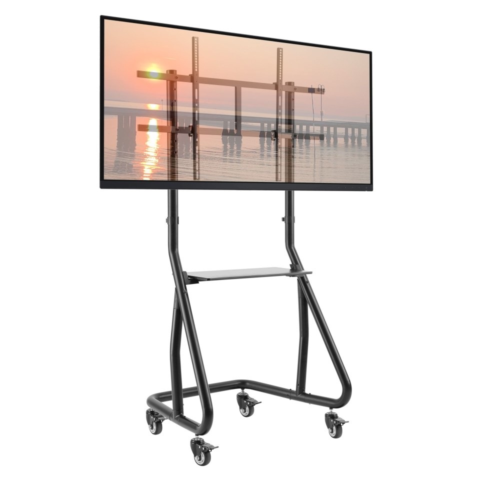Techly Supporto a pavimento per TV da 60'' a 105'' - Massimo peso supportato 100 kg, VESA fino a 1000x600, con gestione cavi e ruote