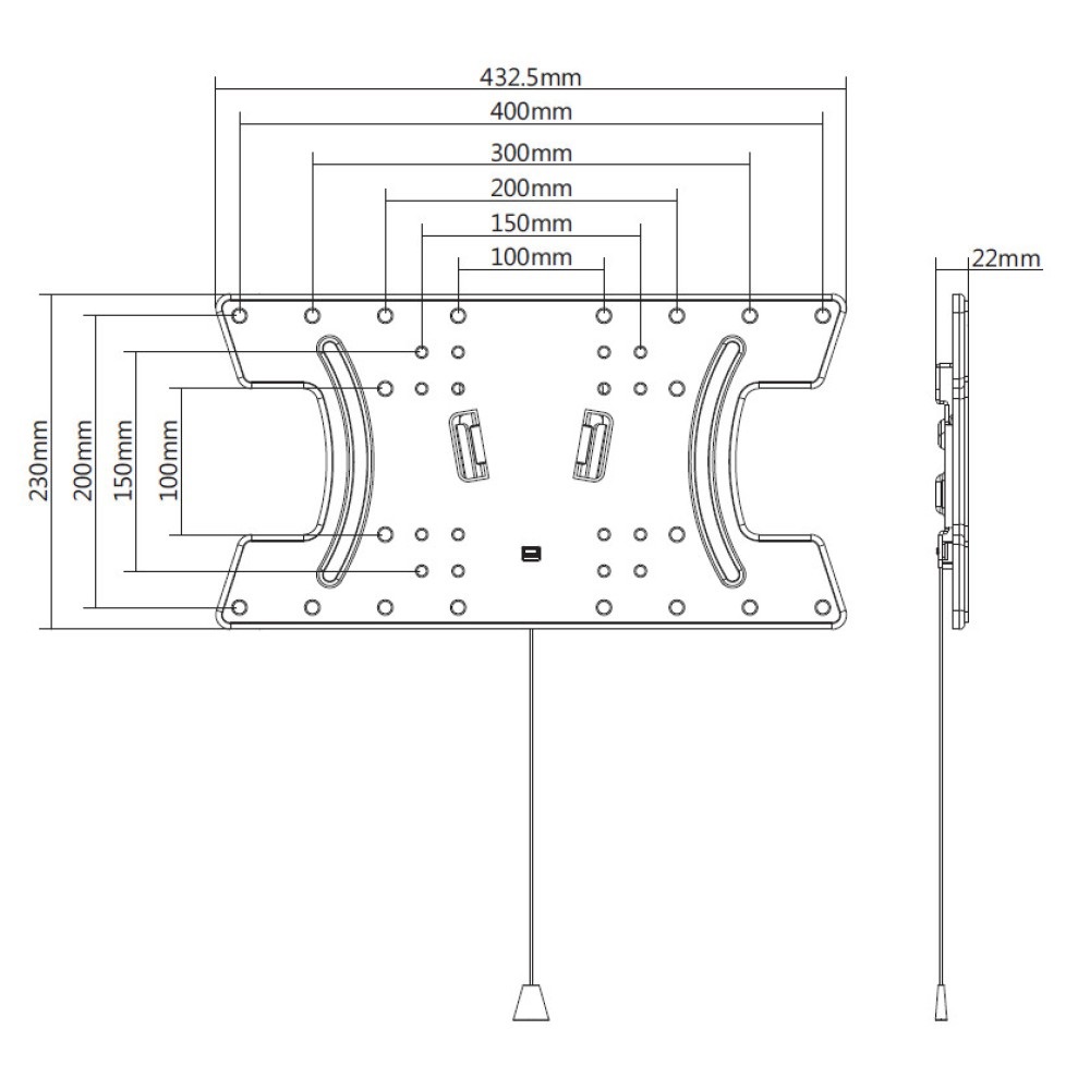 Techly Staffa a Muro Slim per TV OLED 32-65'' Nero - Compatibile VESA, Installazione Facile, Sistema di Blocco Automatico