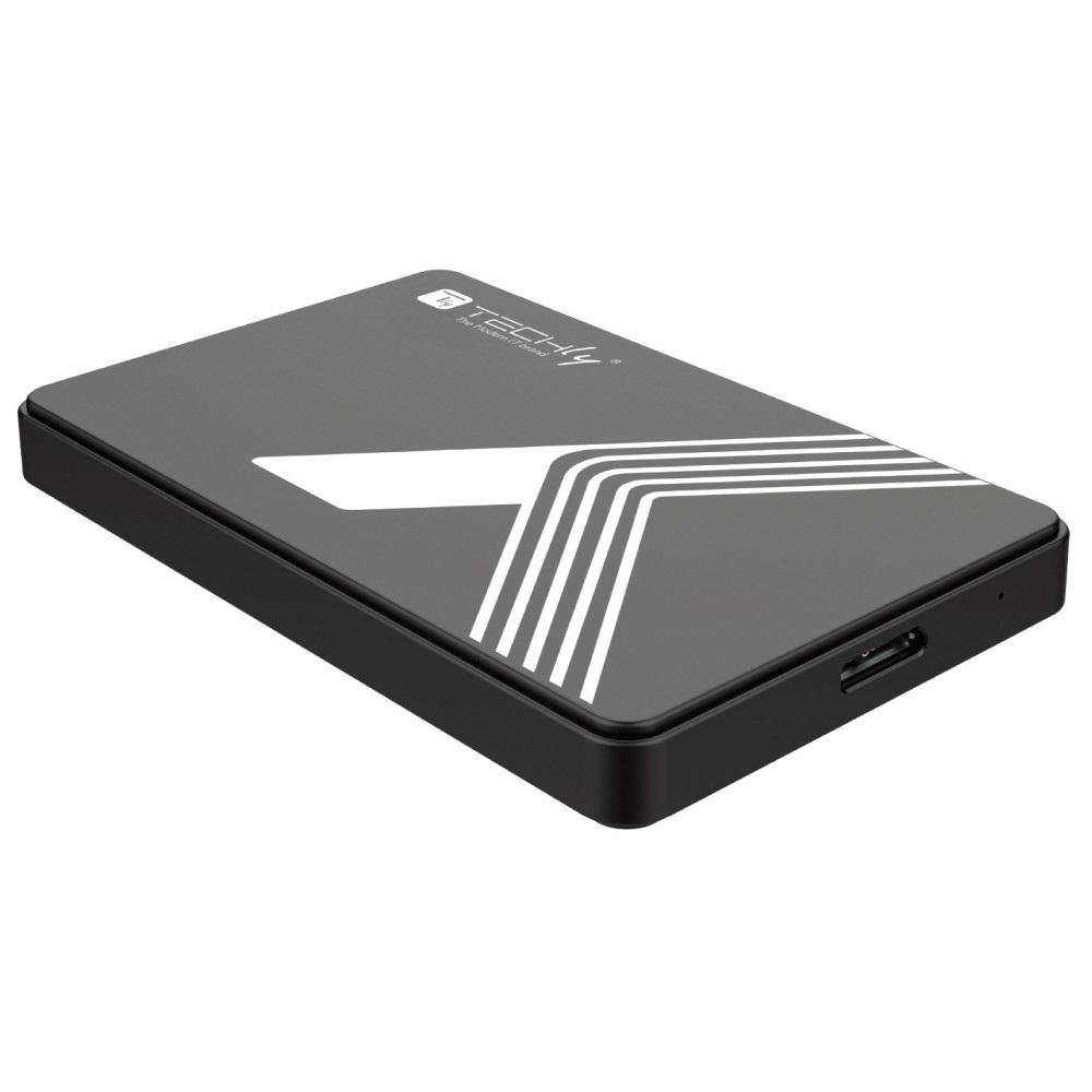 Techly Box Esterno HDD/SSD SATA 2,5'' USB 3.0 Nero - Design Senza Viti, Fino a 5 Gbps