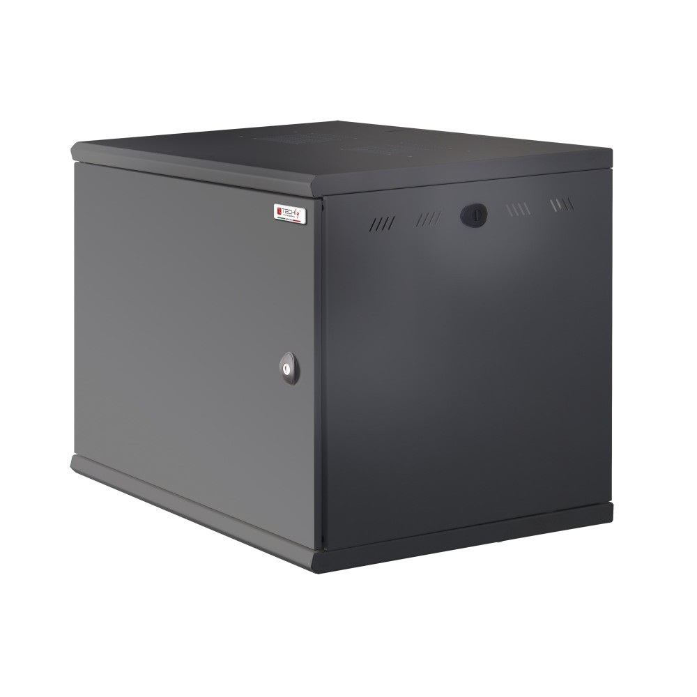 Techly Professional Armadio Rack 19'' a muro 13U sezione unica P 600mm Porta Cieca Nero - Struttura in acciaio verniciato, removibile e reversibile