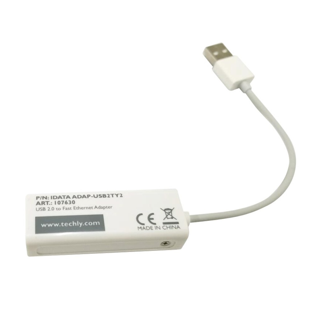 Techly 107630 Convertitore da USB2.0 a Fast Ethernet 10/100 Mbps - Bianco, Cablato, Supporto Half/Full Duplex