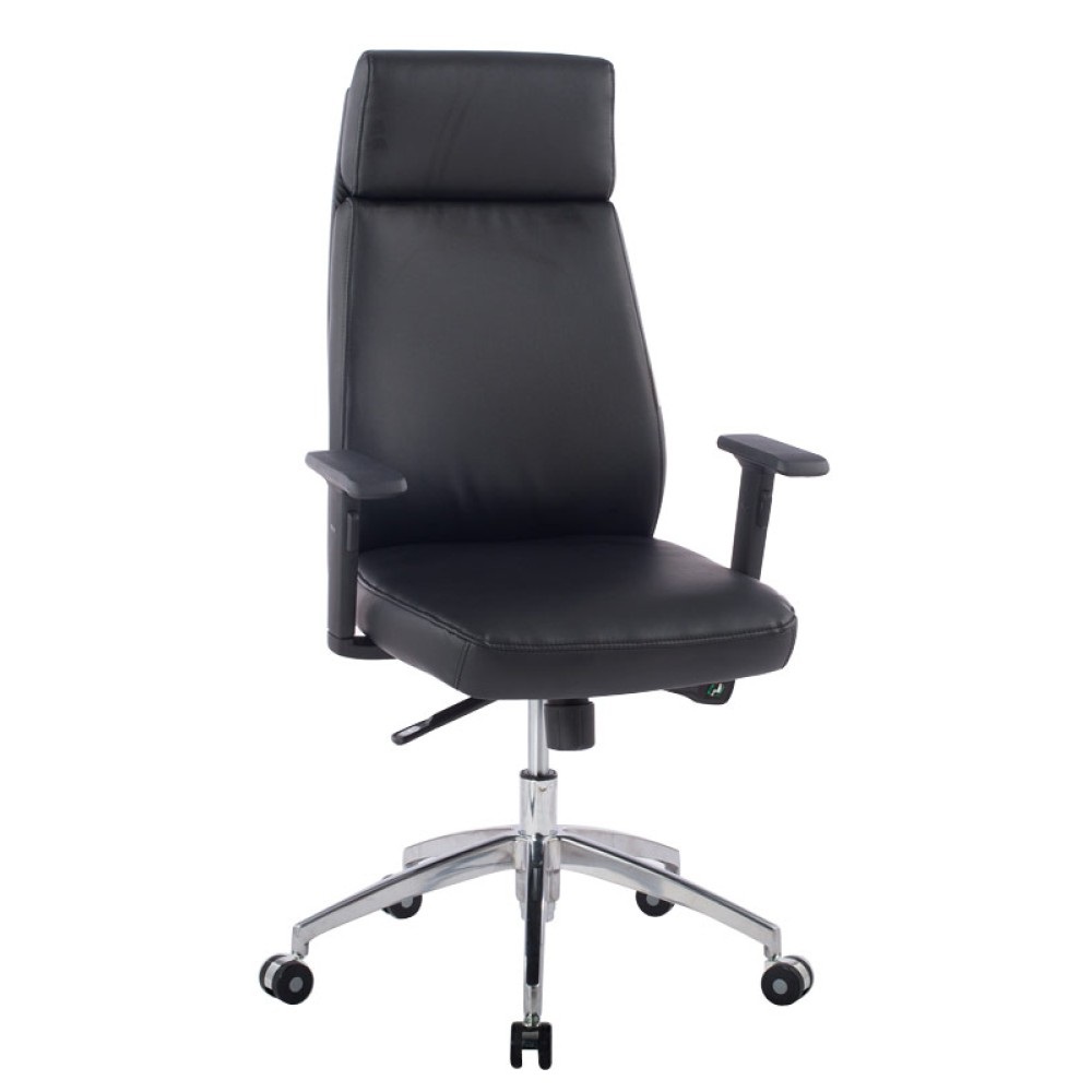 TECHLY Poltrona Direzionale Nera con Braccioli - Seduta e Schienale Imbottiti, Dimensioni 480x550x111 cm