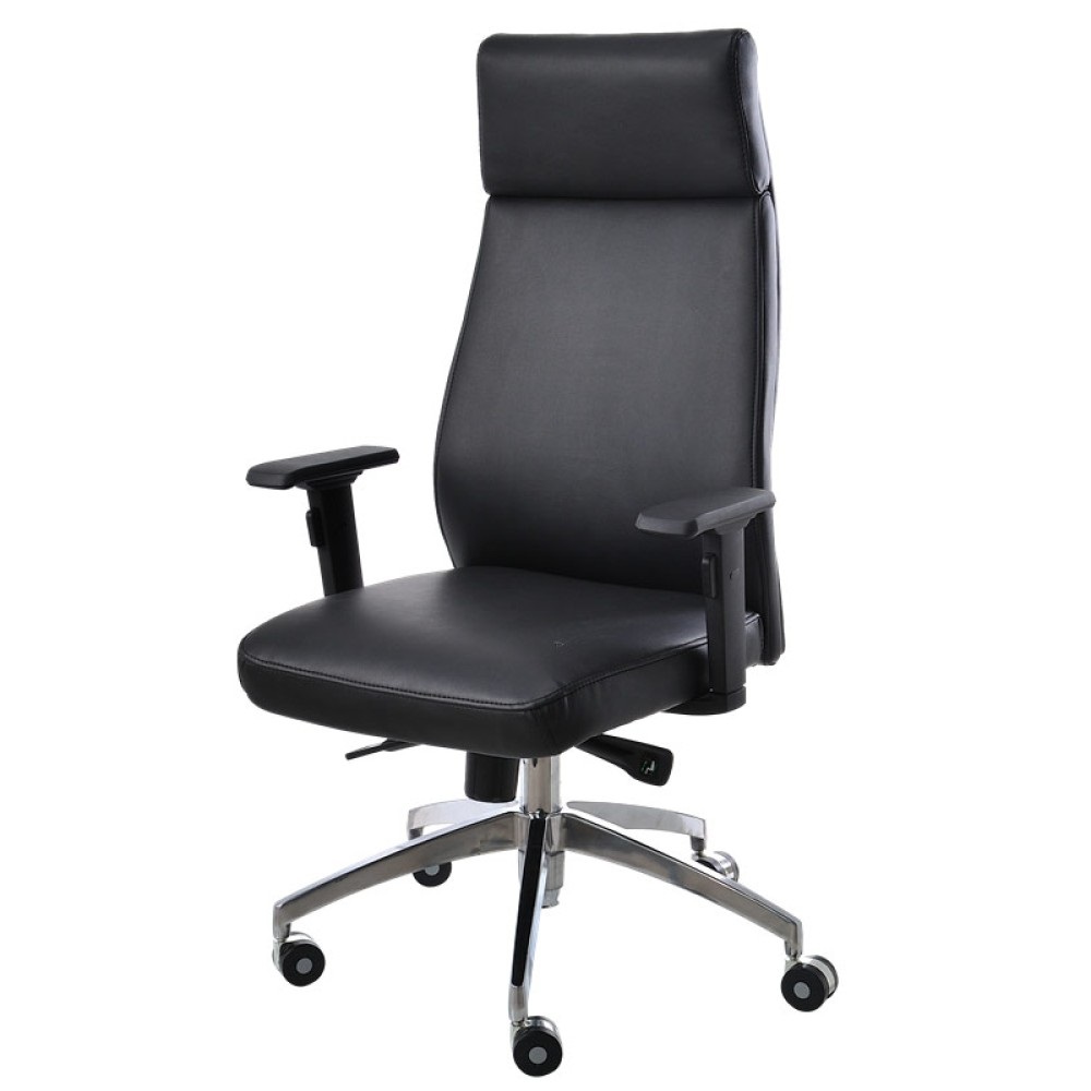 TECHLY Poltrona Direzionale Nera con Braccioli - Seduta e Schienale Imbottiti, Dimensioni 480x550x111 cm