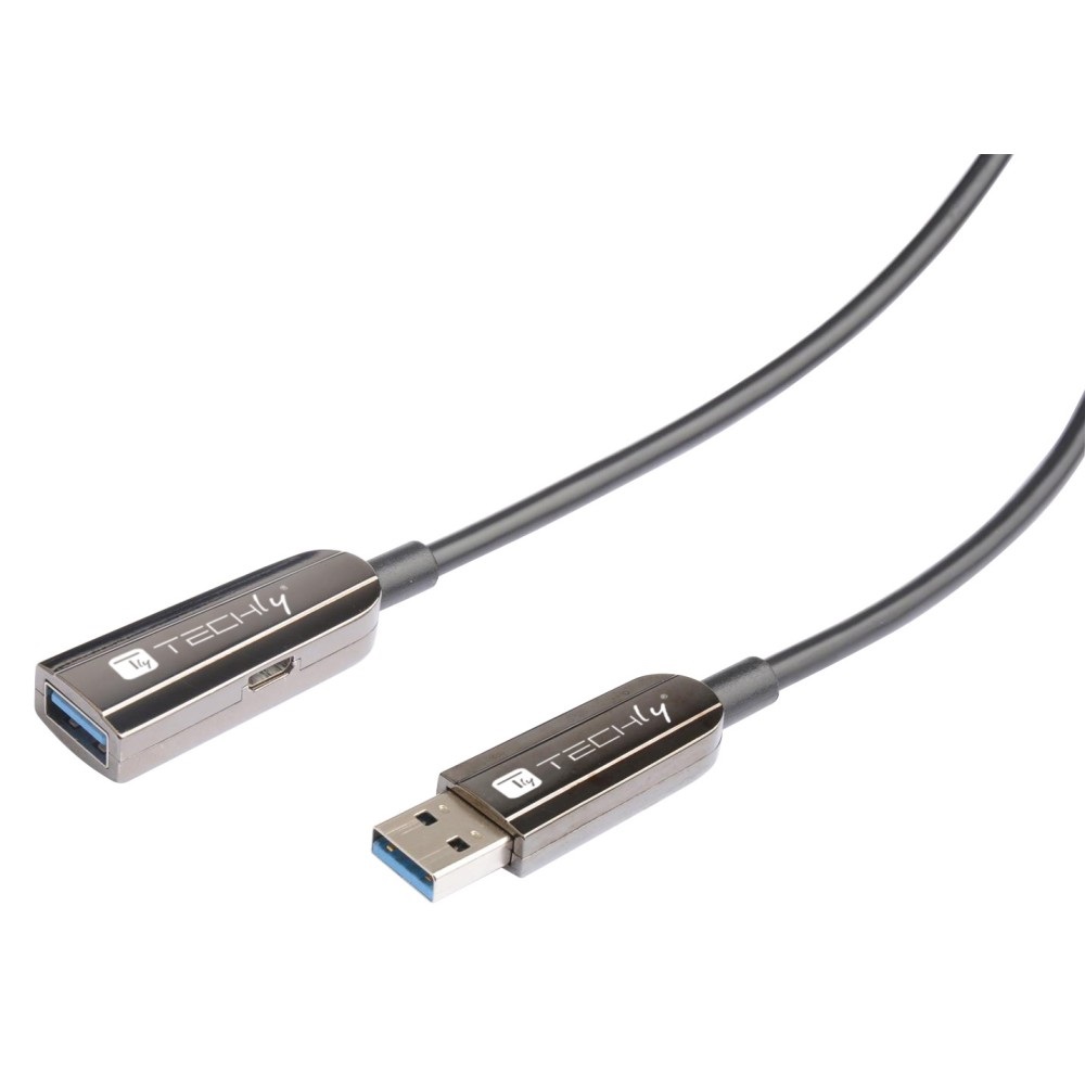 Techly Cavo Ottico Attivo USB 3.2 SuperSpeed 50m Nero - USB A M/F - ICOC U3AMF-HY-050