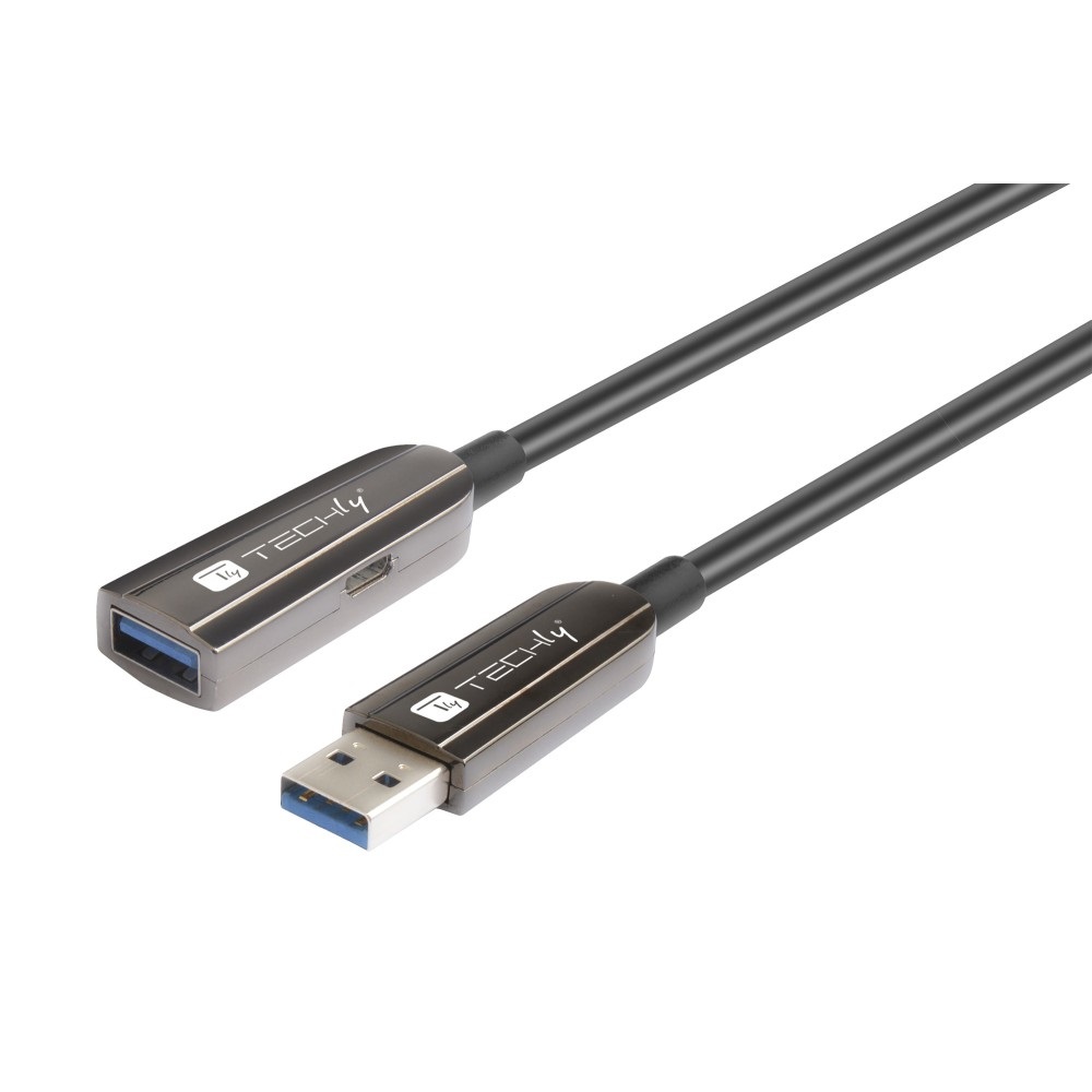 Techly Cavo Ottico Attivo USB 3.2 SuperSpeed 50m Nero - USB A M/F - ICOC U3AMF-HY-050