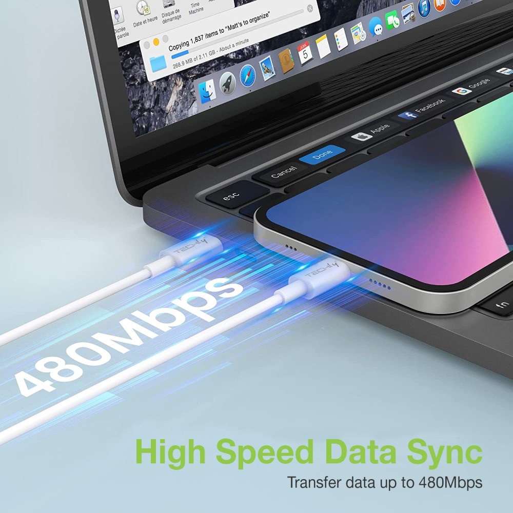 Techly Cavo di Ricarica e Sincronizzazione USB-C a Lightning 1m Bianco