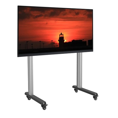 Techly ICA-TR43 Trolley da Pavimento Mobile per TV LCD/LED/Plasma 70-120'' - Argento, Acciaio, Capacità 150 kg
