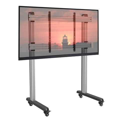 Techly ICA-TR43 Trolley da Pavimento Mobile per TV LCD/LED/Plasma 70-120'' - Argento, Acciaio, Capacità 150 kg