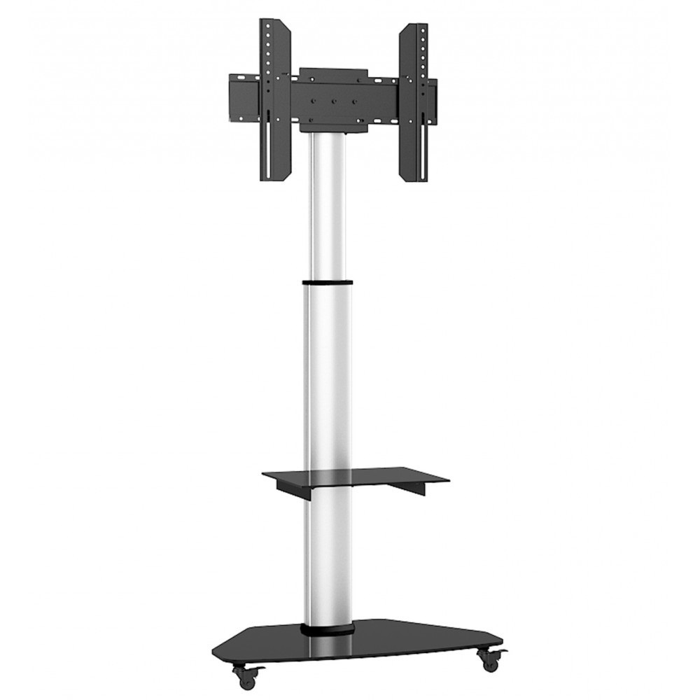 Techly Supporto a Pavimento con Mensola Trolley per TV LCD/LED/Plasma 37-70'' Silver - Max 40 kg, VESA 600x400