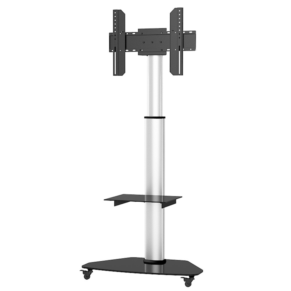 Techly Supporto a Pavimento con Mensola Trolley per TV LCD/LED/Plasma 37-70'' Silver - Max 40 kg, VESA 600x400