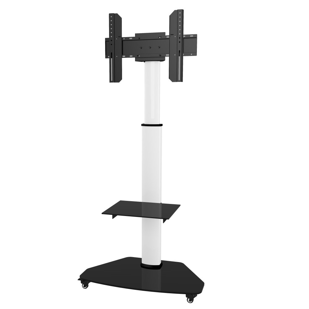 Techly Supporto a Pavimento con Mensola Trolley per TV LCD/LED/Plasma 37-70'' Bianco - Capacità 40 kg, VESA 200x400 mm e 600x400 mm