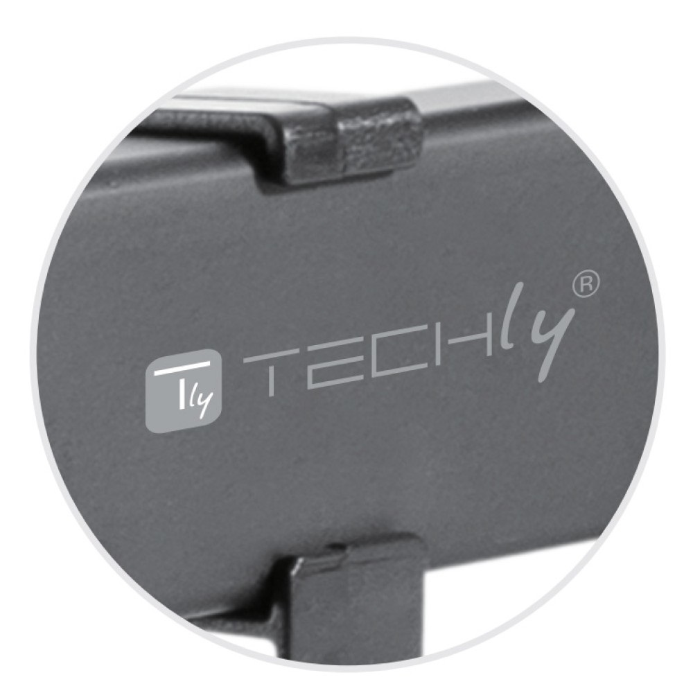 Techly ICA-PLB-400STY Staffa a Muro Universale 2 Snodi per TV 13-42'' Nero - Inclinazione 5° to -12°, Rotazione ±180°, Acciaio Solido