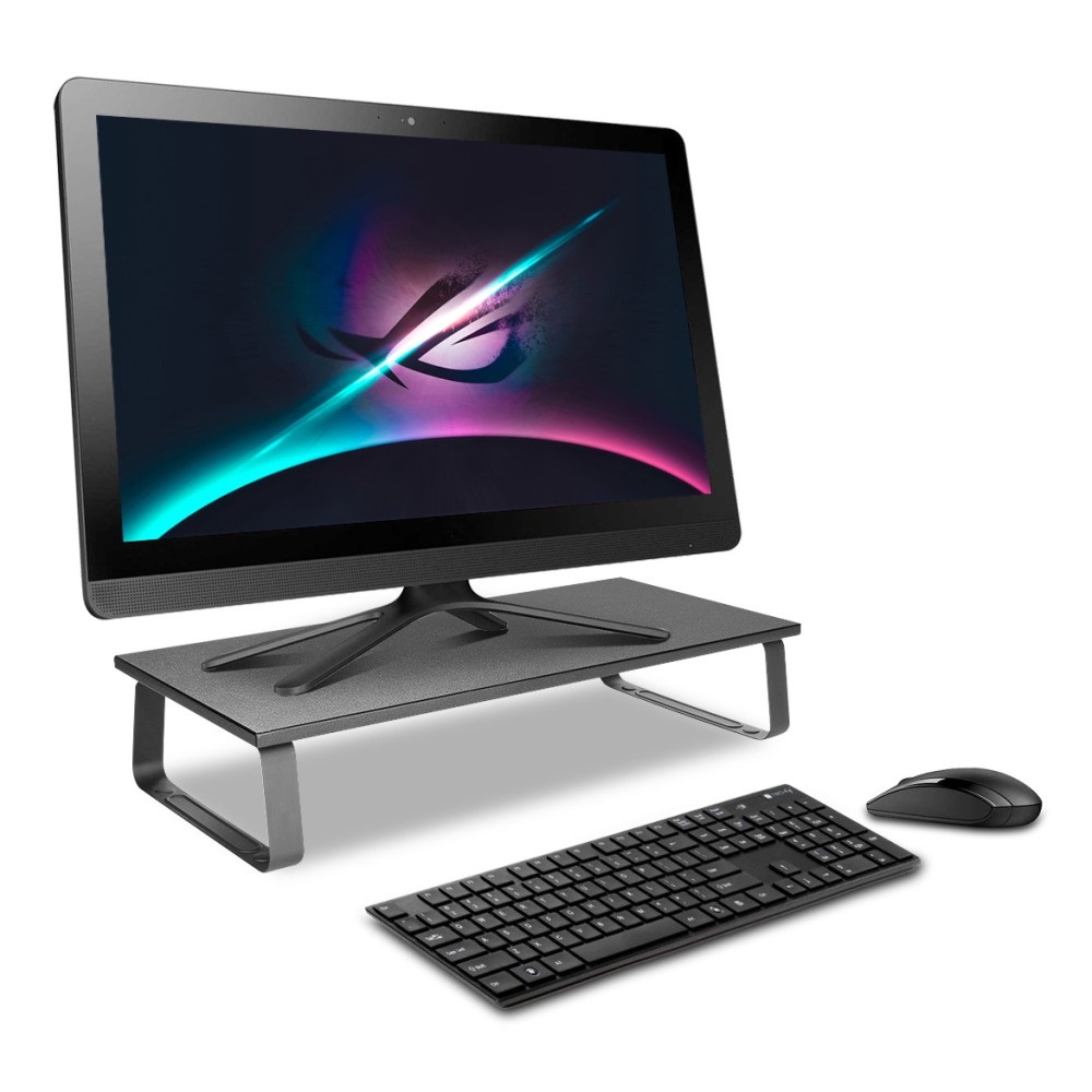 Techly Supporto di Rialzo Elegante per Monitor e Laptop da Scrivania - Nero