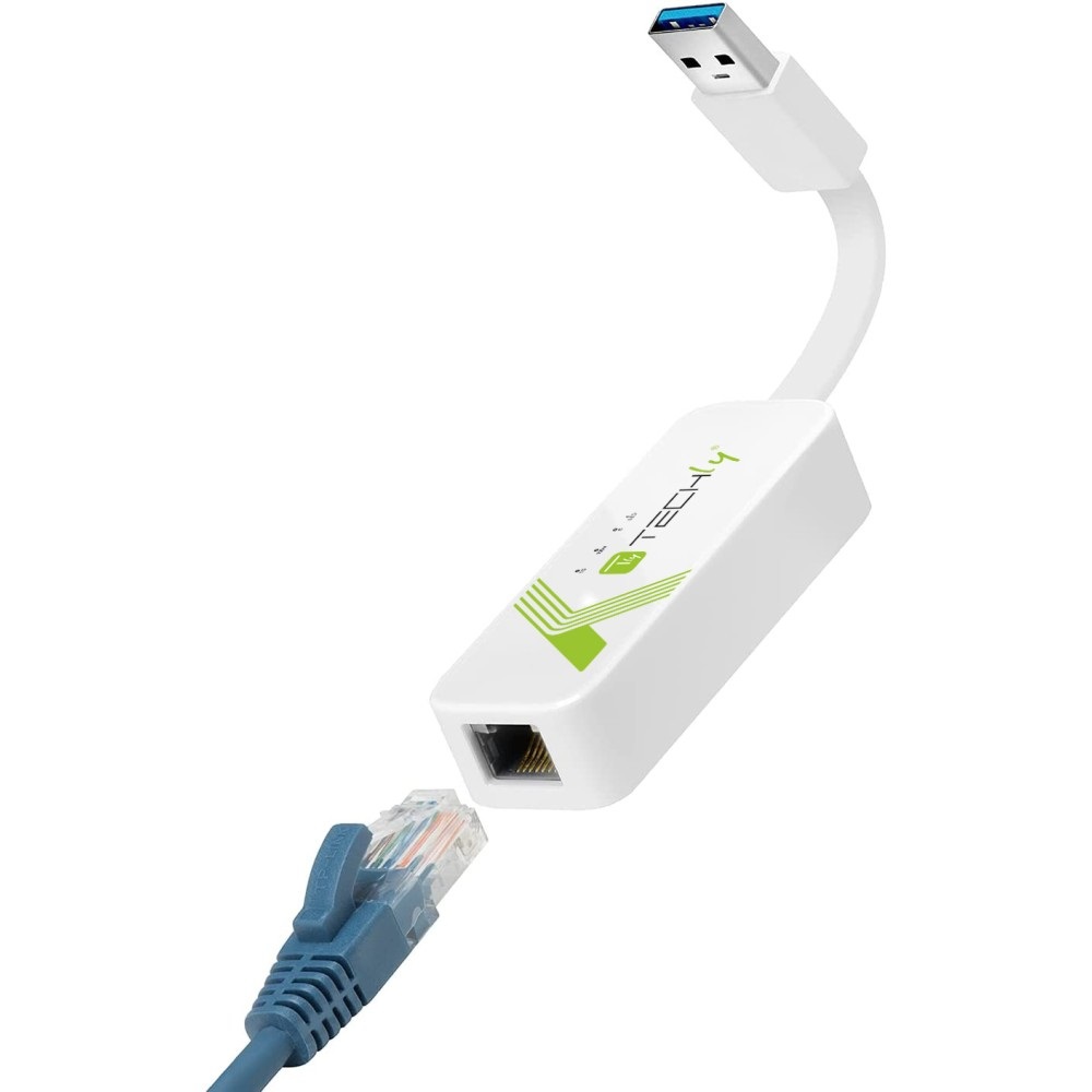 Techly IDATA USB-ETGIGA-3A Adattatore Convertitore USB 3.0 Ethernet Gigabit RJ45 LAN 5000 Mbit/s Bianco