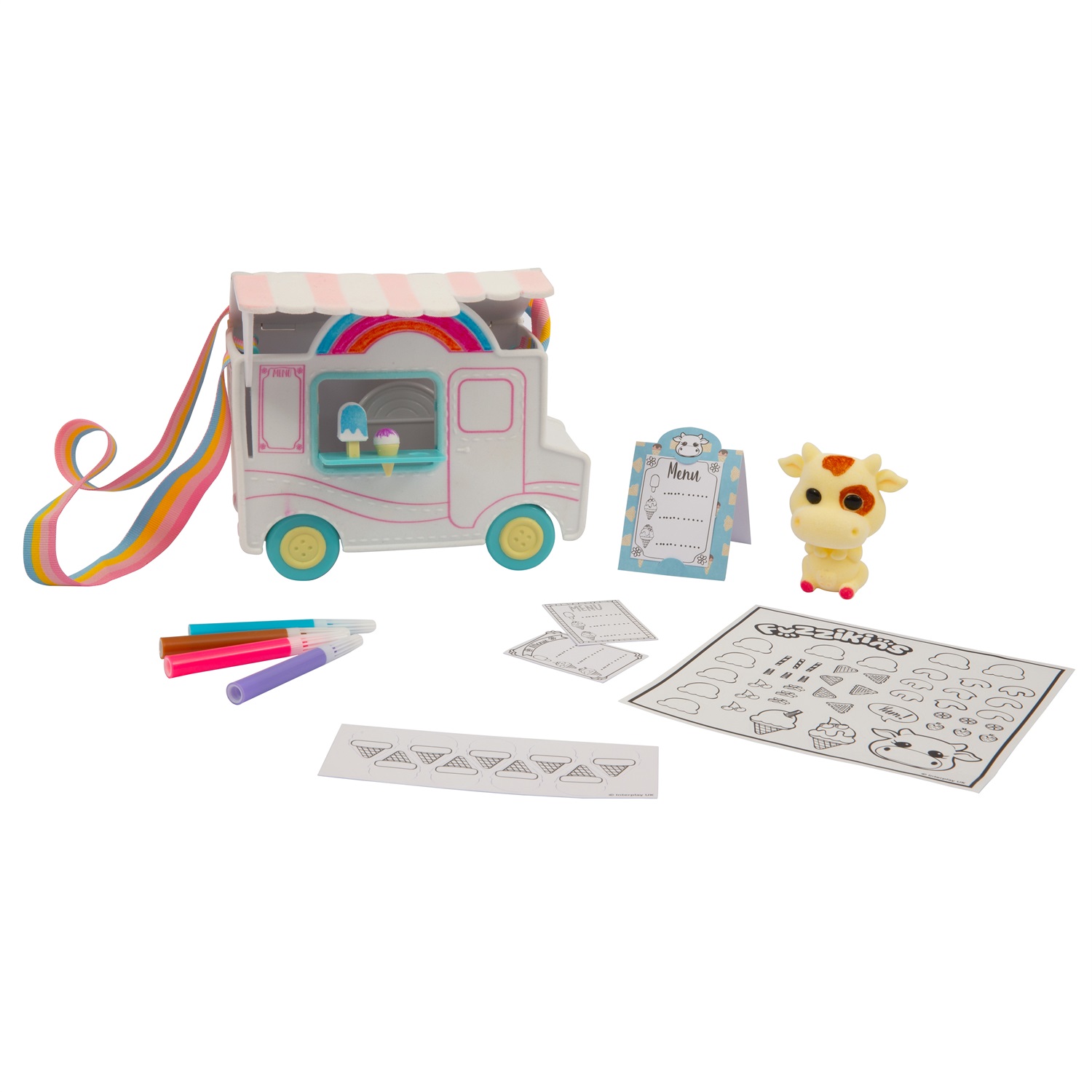 Grandi Giochi Fuzzikins I Colora Cuccioli - Camioncino dei Gelati con Cuccioli da Colorare, Lavare e Ricolorare