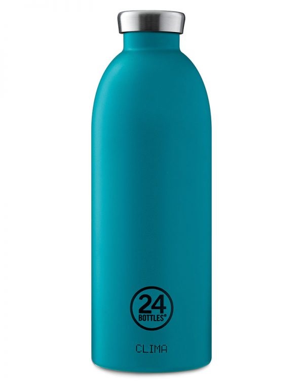24Bottles Clima Bottle - Borraccia Termica 850 ml Acciaio Inox Atlantic Bay, 100% Ermetica, Design Italiano, Mantiene Caldo per 12 Ore e Freddo per 24 Ore