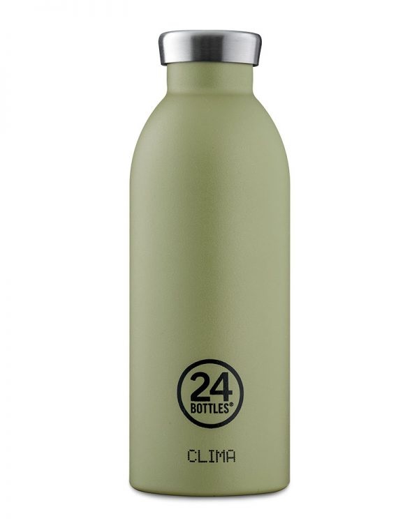 24Bottles Clima Bottle - Borraccia Termica 500 ml in Acciaio Inox Stone Sage, 100% Ermetica (12h Caldo, 24h Freddo), Design Italiano, Ecologica