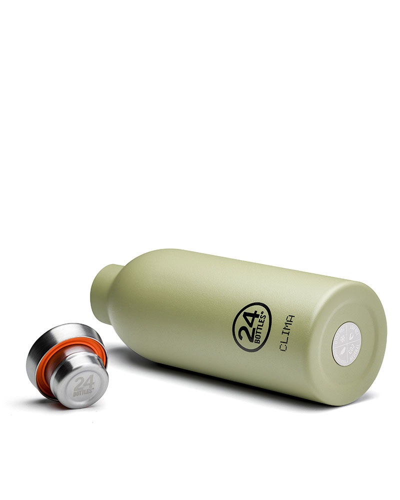 24Bottles Clima Bottle - Borraccia Termica 500 ml in Acciaio Inox Stone Sage, 100% Ermetica (12h Caldo, 24h Freddo), Design Italiano, Ecologica