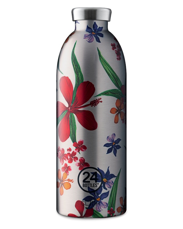 24Bottles Clima Bottle 850 ml - Bottiglia termica in acciaio inox con design floreale, isolamento fino a 12 ore