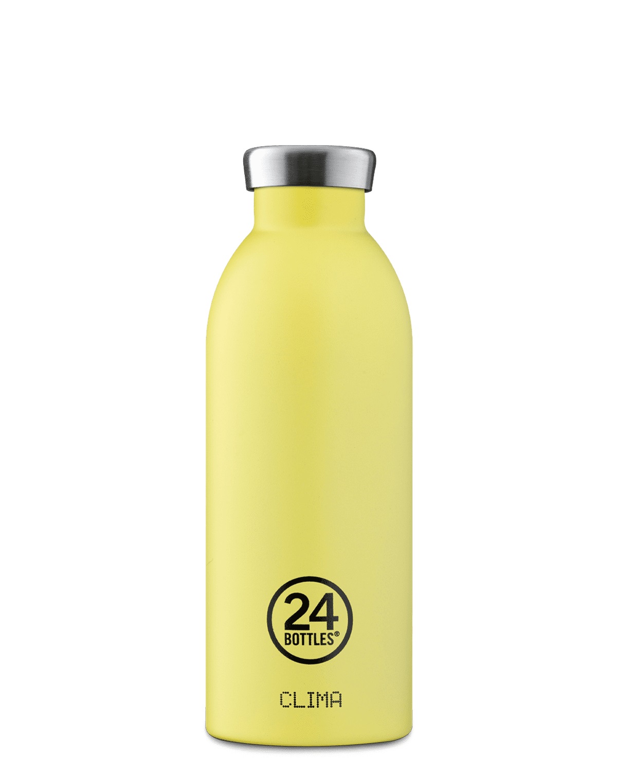 24Bottles Clima Bottle - Borraccia Termica 500 ml in Acciaio Inox Gialla, 100% Ermetica, Design Italiano, Mantiene Caldo per 12 Ore e Freddo per 24 Ore