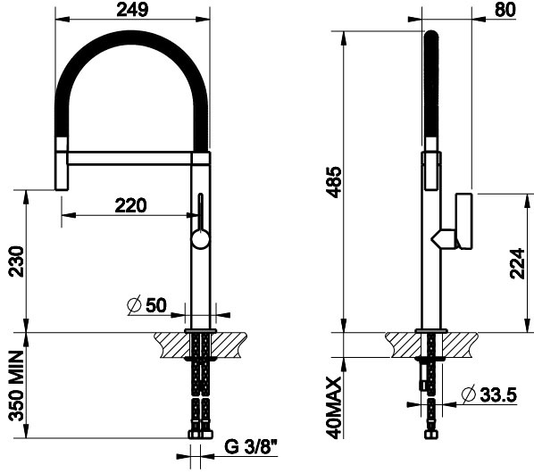 Foster Miscelatore Monocomando Cucina Cromato con Canna Girevole e Snodabile - Serie Play 8487 000