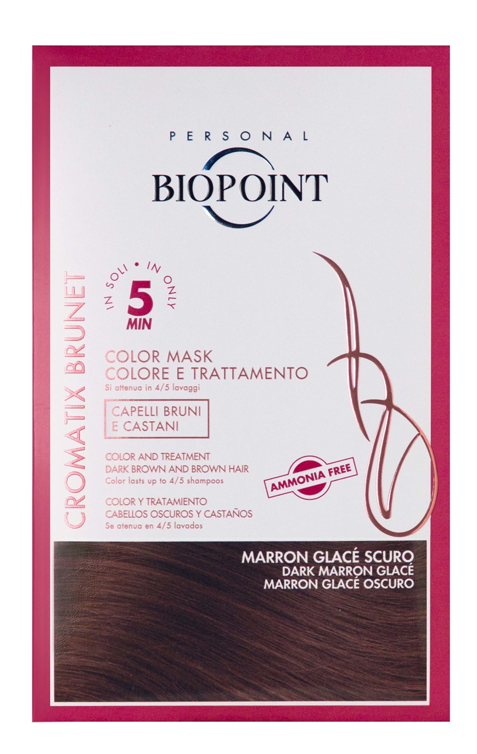 Biopoint Cromatix Color Mask Marron Glace Scuro 30ml - Trattamento Colorante Istantaneo Senza Ammoniaca, Nutre e Ravviva il Colore
