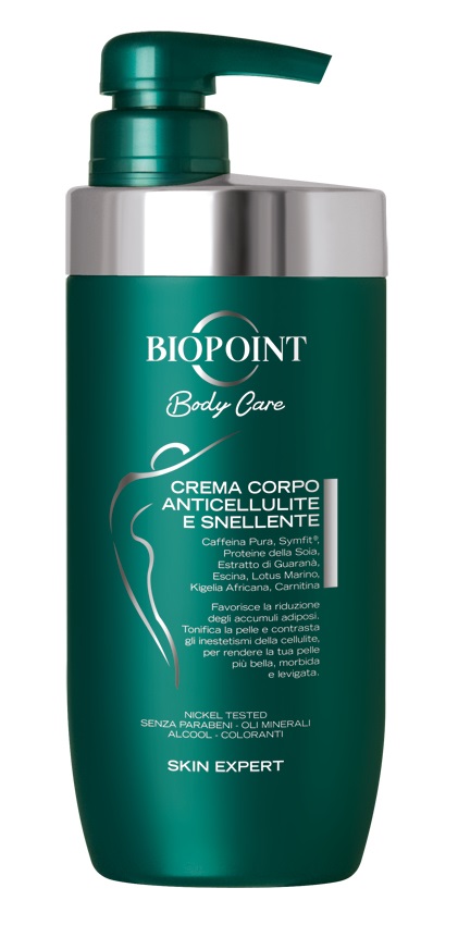 Biopoint Crema Corpo Anticellulite e Snellente 500 ml - Rassodante, Drenante e Tonificante con Caffeina, Symfit® e Carnitina