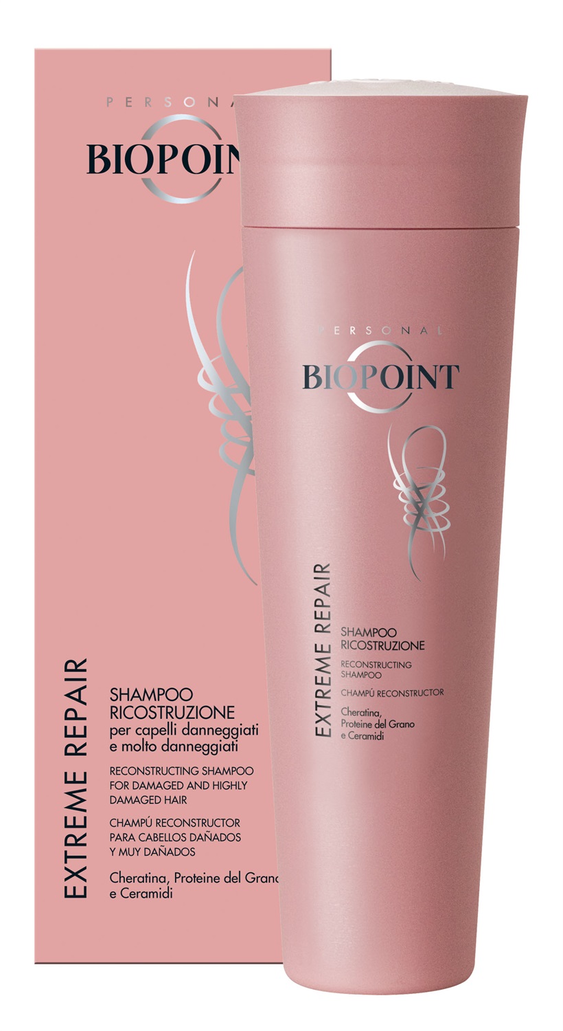 Biopoint Extreme Repair Shampoo Ricostruzione 200ml - Shampoo Fortificante e Ristrutturante per Capelli Danneggiati con Proteine del Grano