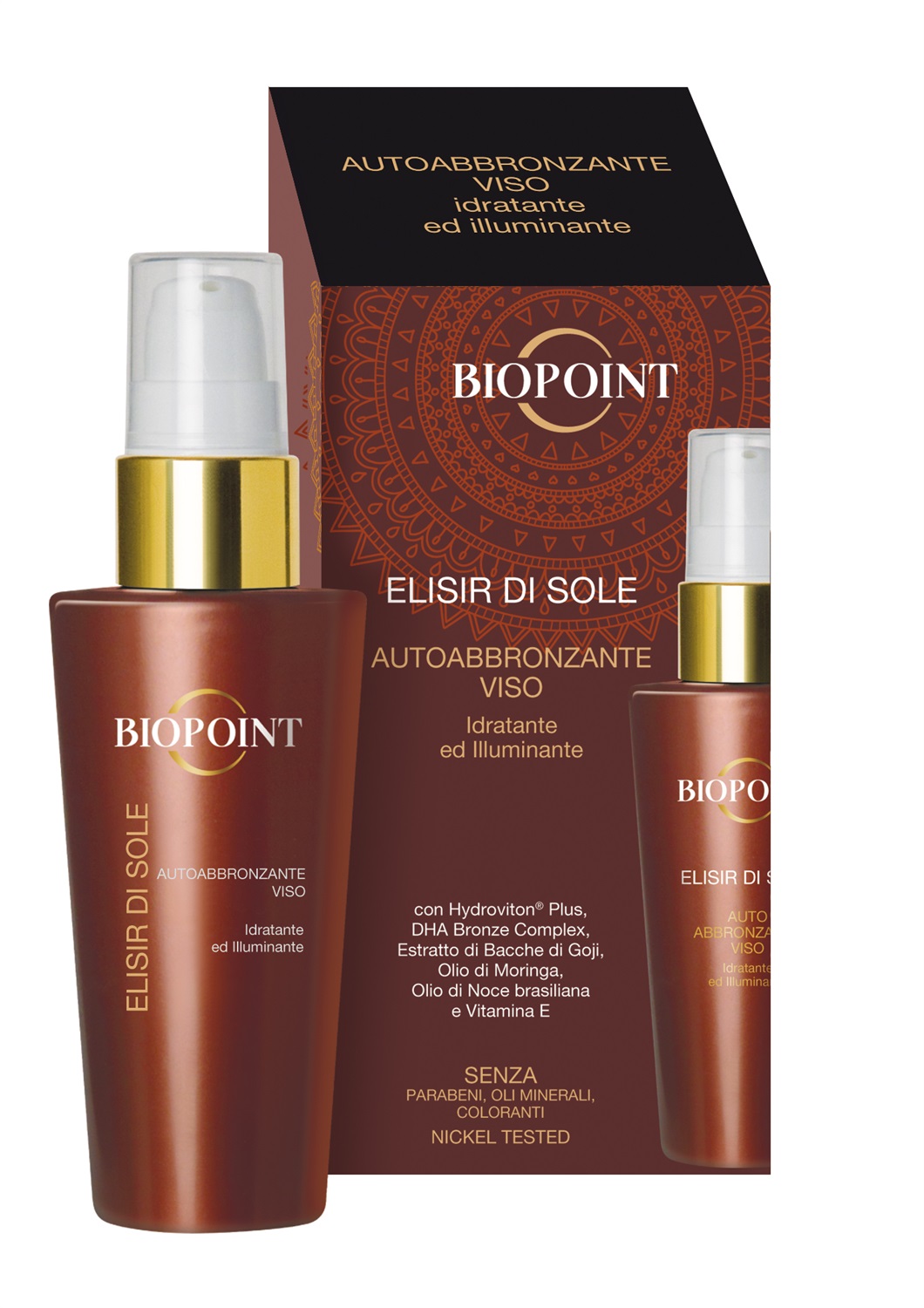 Biopoint Elisir di Sole Autoabbronzante Viso 50 ml - Siero Setoso con Effetto Abbronzato Intenso e Luminoso