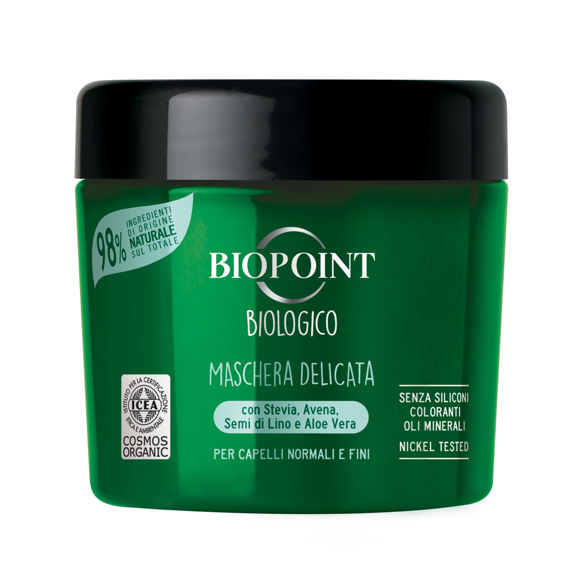 Biopoint Biologico Maschera Delicata per Capelli 200 ml - Trattamento Nutriente e Idratante con Stevia, Avena, Semi di Lino e Aloe Vera