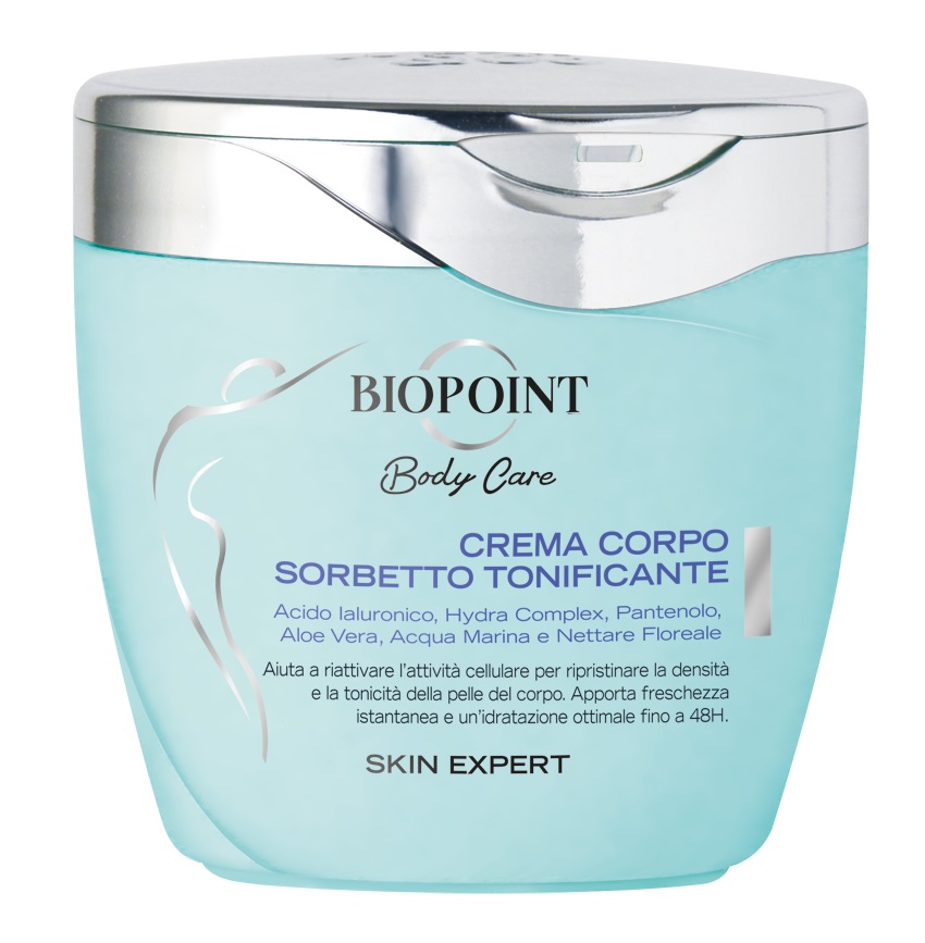 Biopoint Crema Corpo Sorbetto Tonificante 300 ml - Idratante e Tonicizzante fino a 48h, Texture Crema-Gel, con Acido Ialuronico