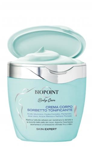 Biopoint Crema Corpo Sorbetto Tonificante 300 ml - Idratante e Tonicizzante fino a 48h, Texture Crema-Gel, con Acido Ialuronico