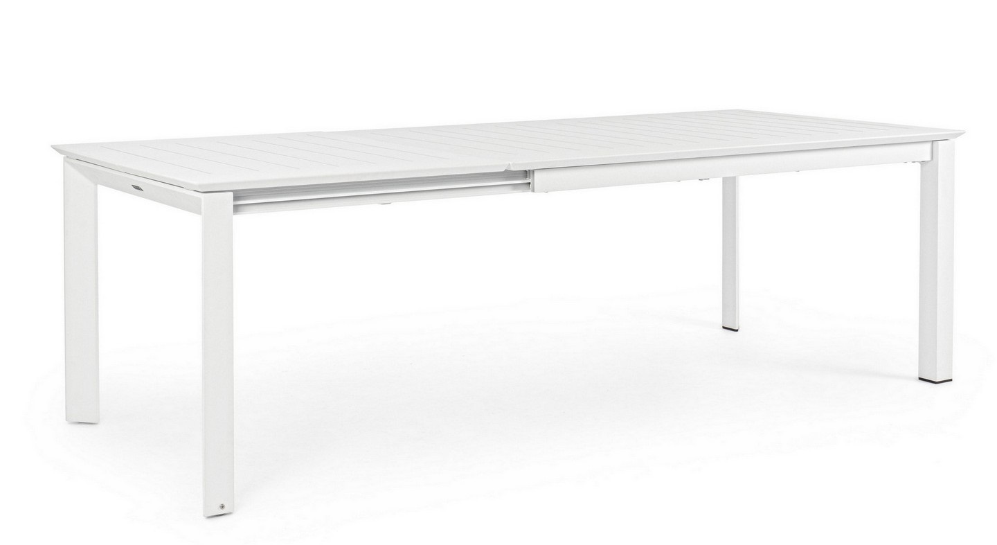 Bizzotto Konnor Tavolo Allungabile Bianco 160/240x100 cm in Alluminio con Ruote - Design Moderno e Resistente
