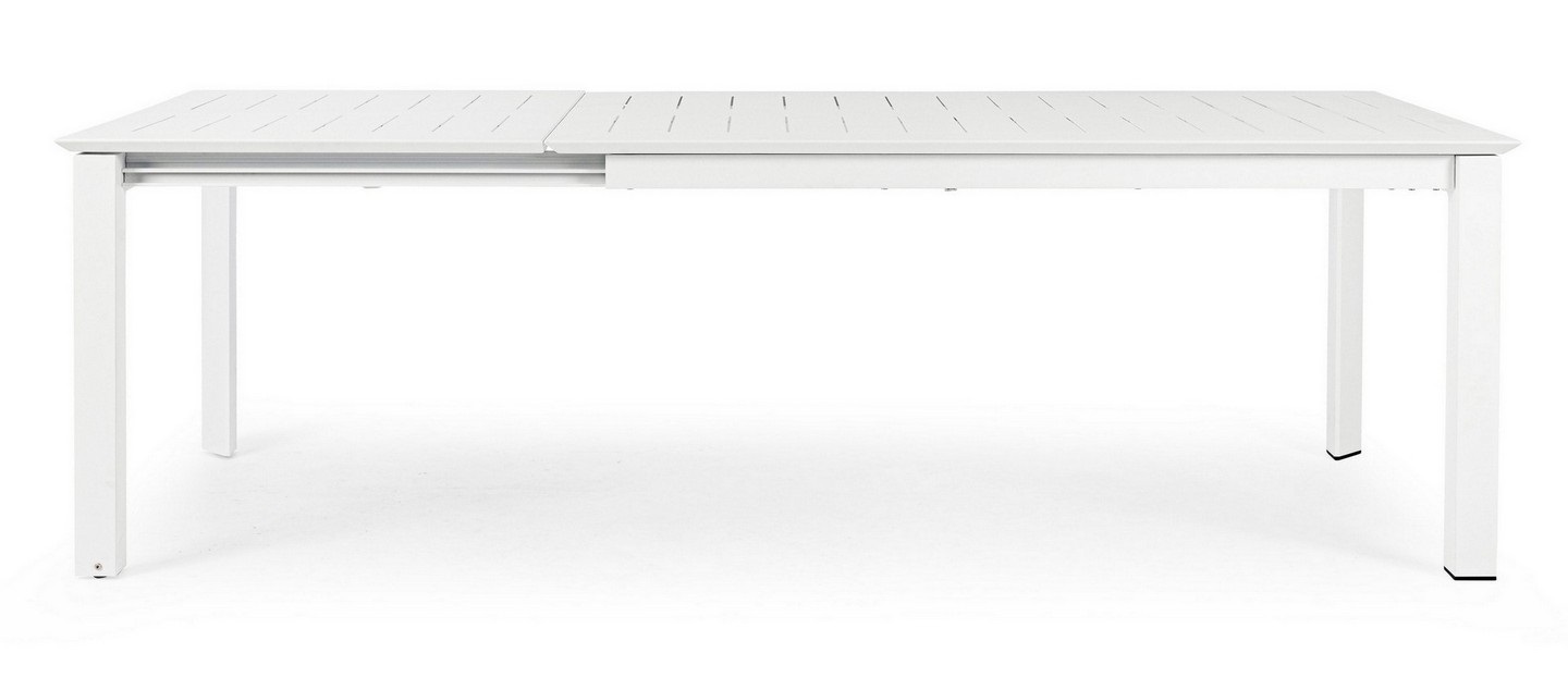 Bizzotto Konnor Tavolo Allungabile Bianco 160/240x100 cm in Alluminio con Ruote - Design Moderno e Resistente