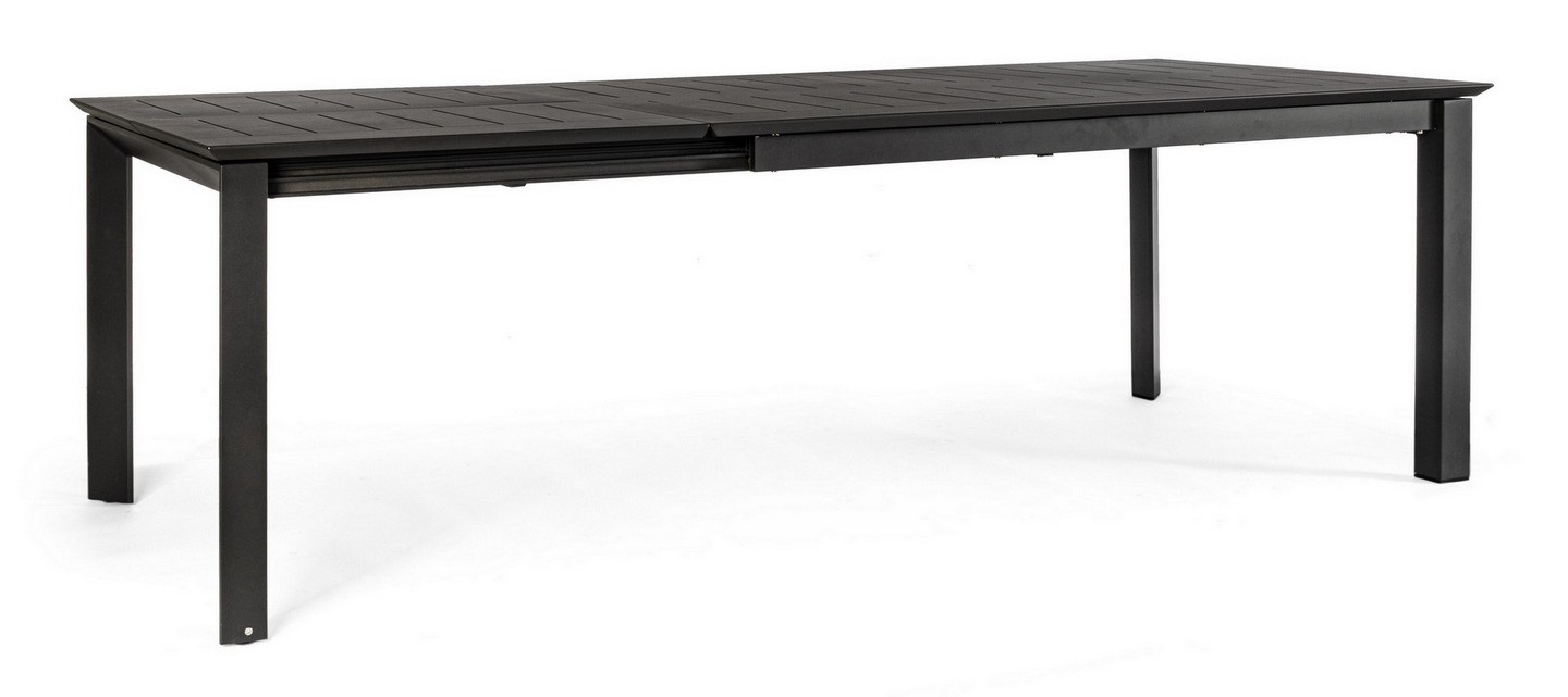 Bizzotto Tavolo Allungabile Konnor 160-240x100 cm Antracite in Alluminio con Apertura Telescopica e Ruote