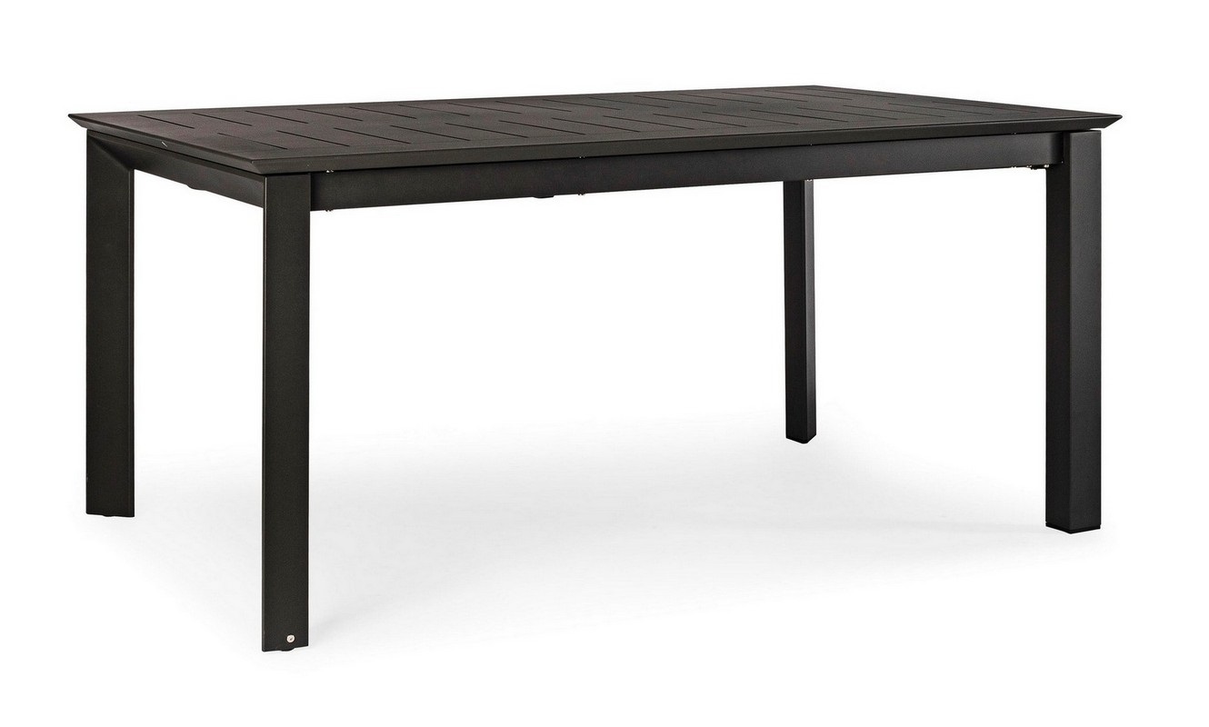 Bizzotto Tavolo Allungabile Konnor 160-240x100 cm Antracite in Alluminio con Apertura Telescopica e Ruote
