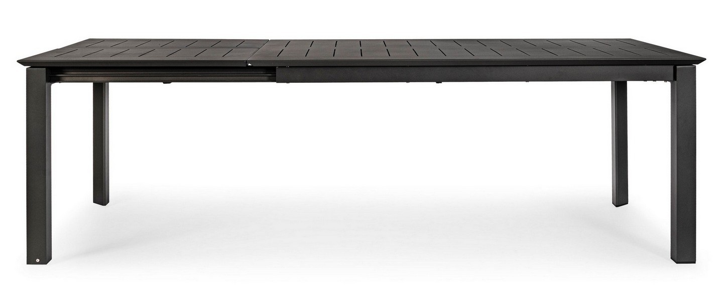 Bizzotto Tavolo Allungabile Konnor 160-240x100 cm Antracite in Alluminio con Apertura Telescopica e Ruote
