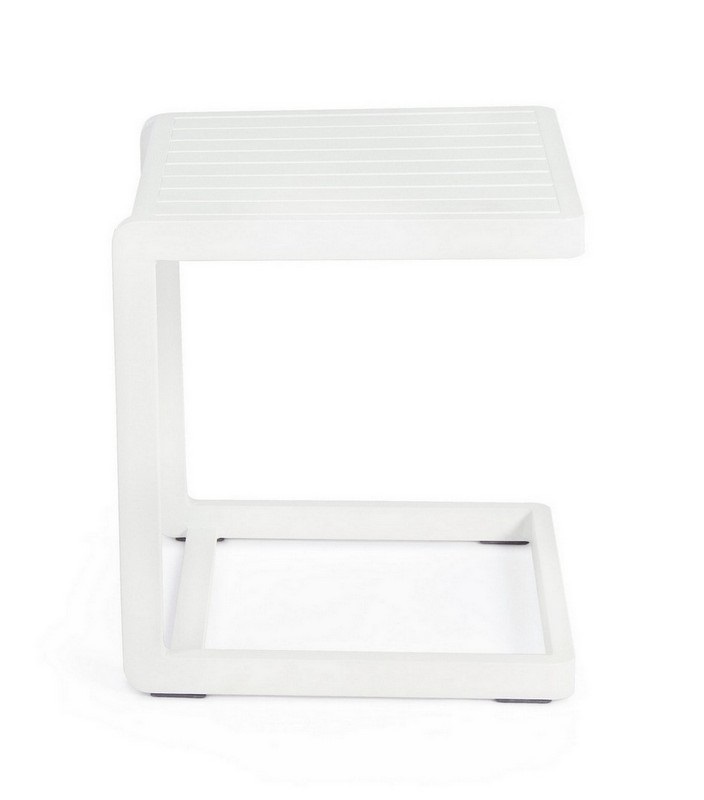 Bizzotto Tavolino Konnor 40x40 cm Bianco - Alluminio Verniciato a Polvere, Altezza 45 cm, Adatto per Esterno