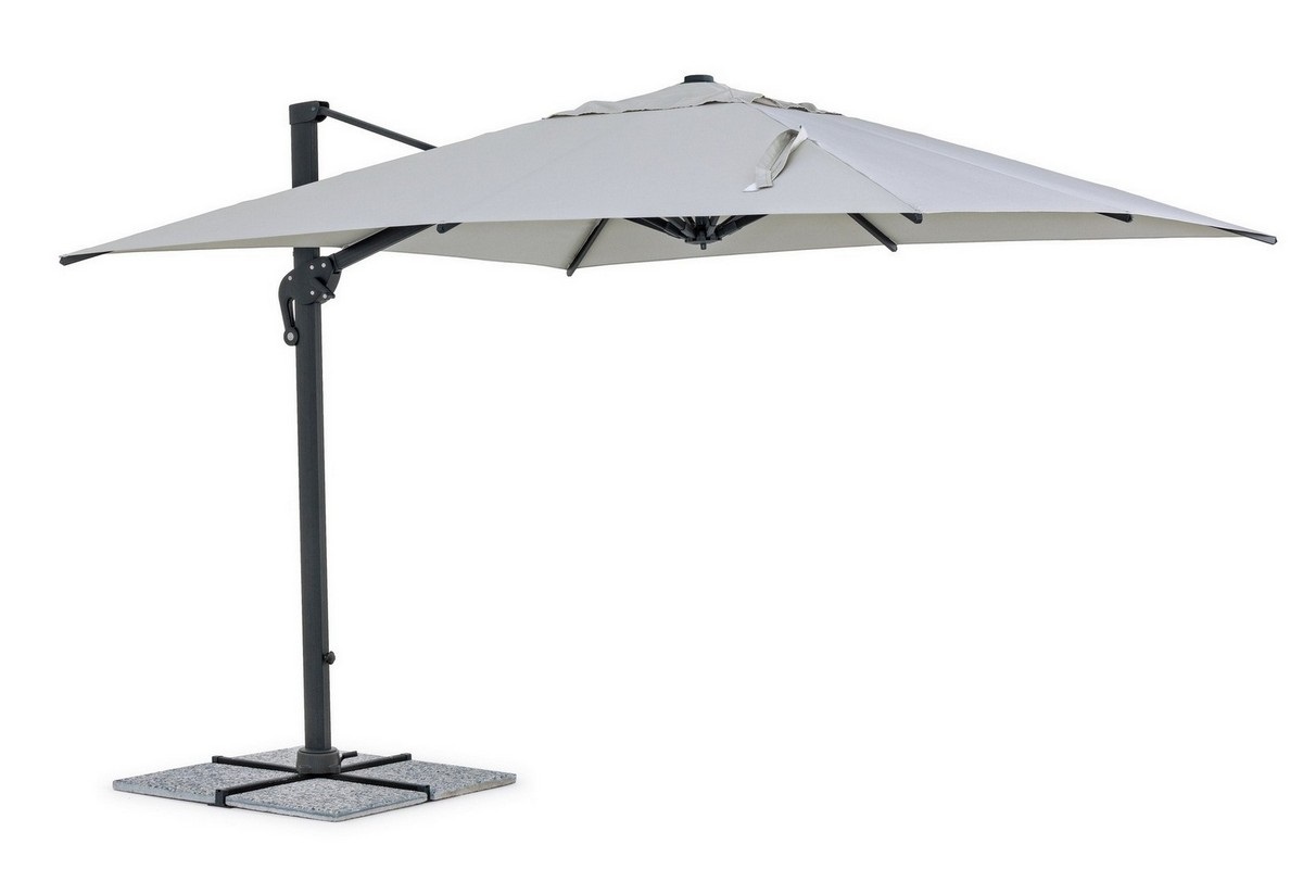 Bizzotto Ombrellone a Braccio Ines 3x3 mt Antracite e Grigio Chiaro con Struttura in Alluminio e Base in Acciaio