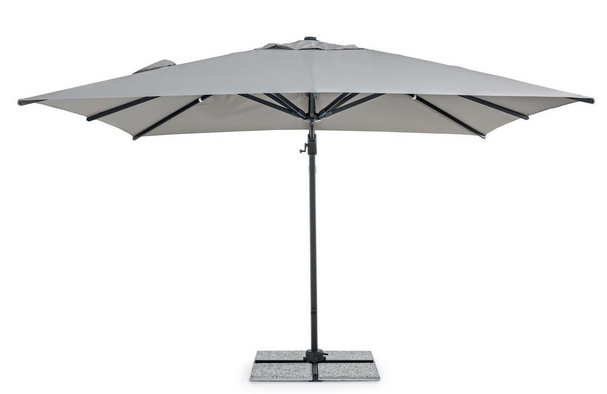 Bizzotto Ombrellone a Braccio Ines 3x3 mt Antracite e Grigio Chiaro con Struttura in Alluminio e Base in Acciaio