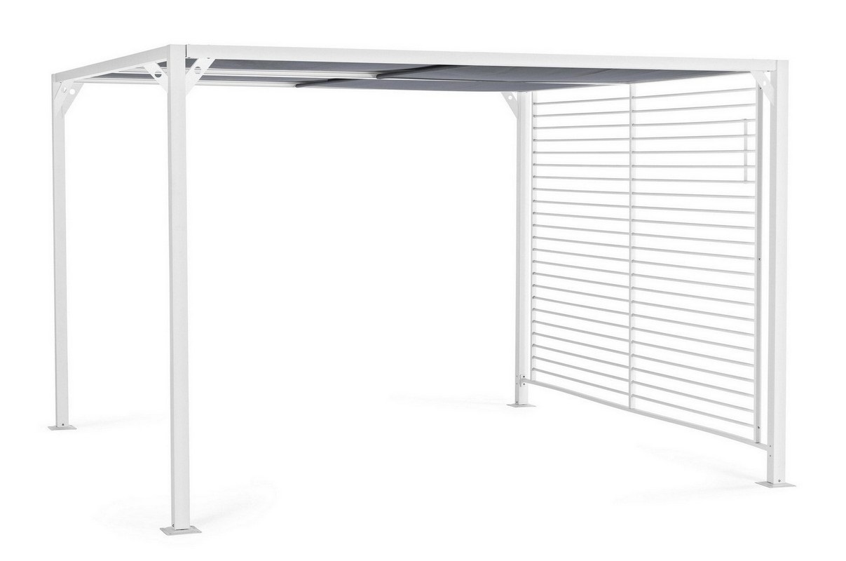 Bizzotto Gazebo Noah 3x3,6 m con Struttura in Alluminio Verniciato e Tetto Scorrevole in Textilene Bianco o Grigio Scuro