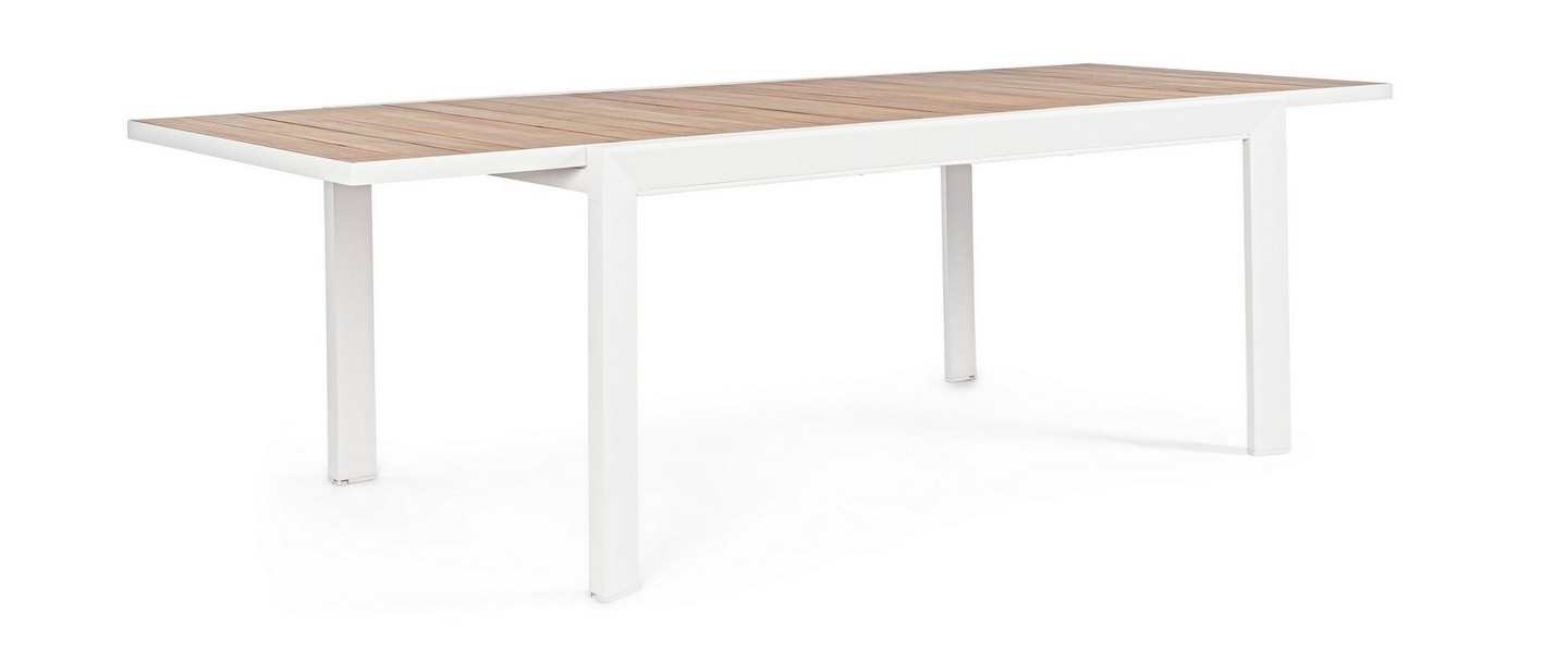 Bizzotto Tavolo Allungabile Belmar 160-240x100 cm Bianco in Alluminio con Effetto Legno