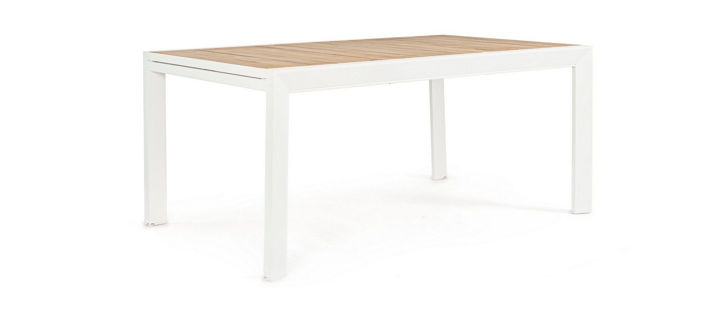 Bizzotto Tavolo Allungabile Belmar 160-240x100 cm Bianco in Alluminio con Effetto Legno