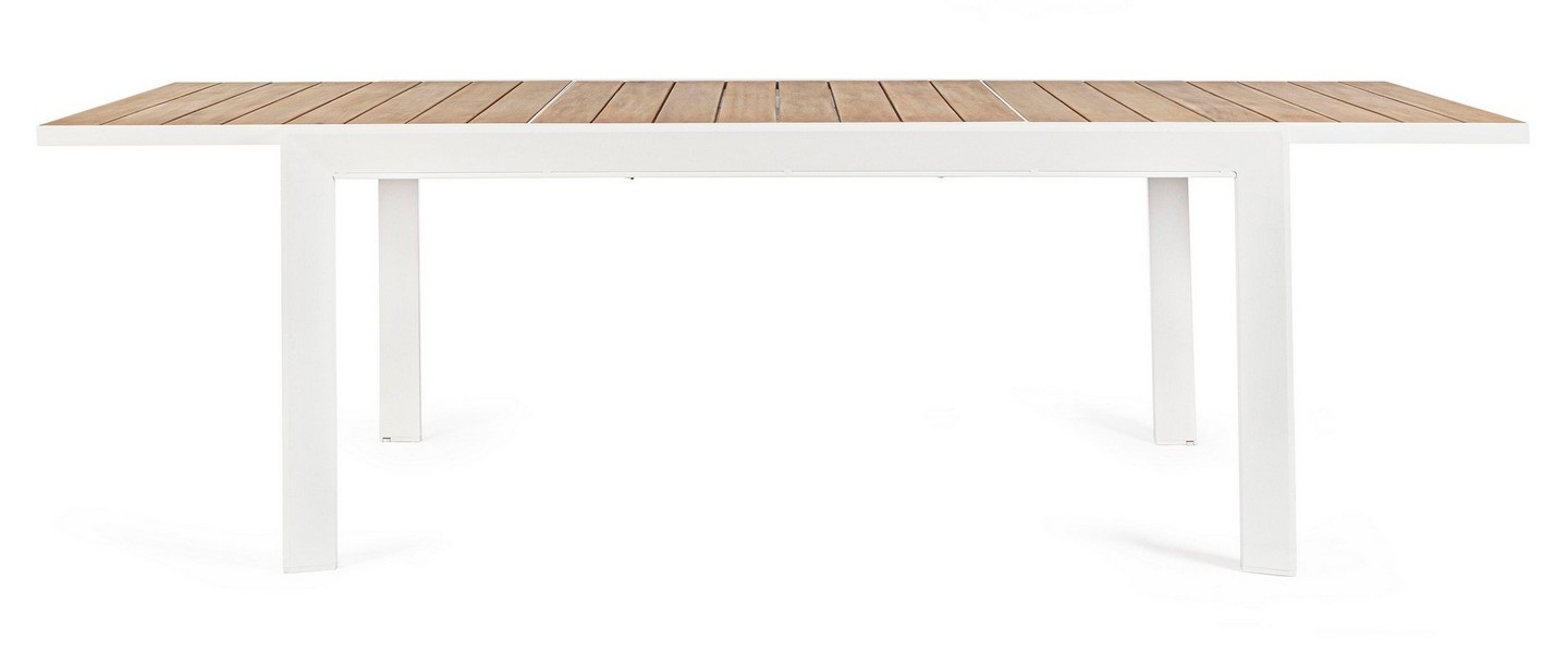 Bizzotto Tavolo Allungabile Belmar 160-240x100 cm Bianco in Alluminio con Effetto Legno