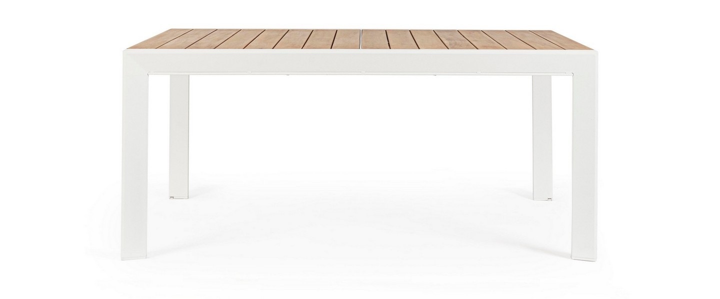 Bizzotto Tavolo Allungabile Belmar 160-240x100 cm Bianco in Alluminio con Effetto Legno